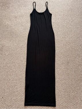 Black Slip Maxi Dress with Spaghetti Straps